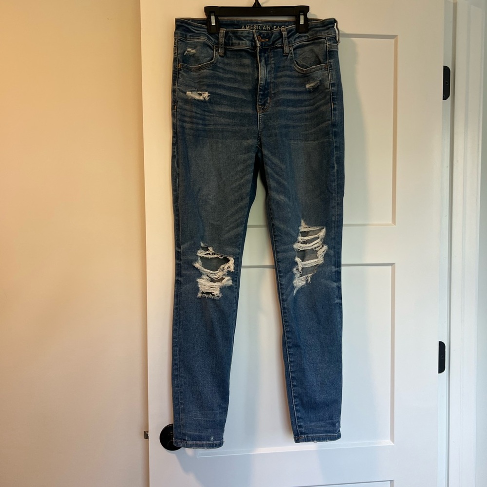 American Eagle Outfitters Ripped Blue Skinny Jeans